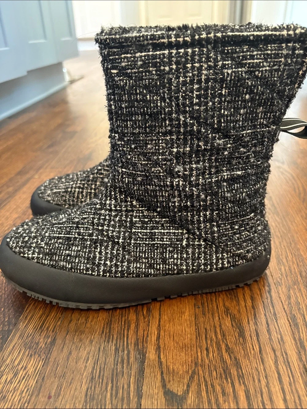 Anthropologie Black & White Wool Boots P448